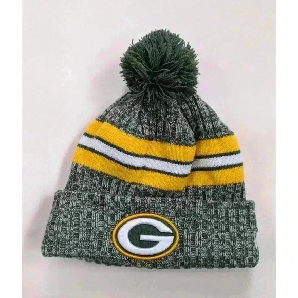 Green Bay Packers New Era 2023 Official Sideline NFL Cuffed Pom Knit Beanie Hat - Picture 2 of 6